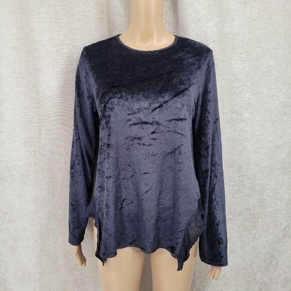 Stark X Velvet Velour Top with Shark Bite Sides Women's Size Medium Charcoal - Picture 1 of 12
